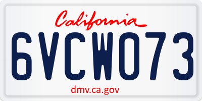 CA license plate 6VCW073