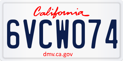 CA license plate 6VCW074