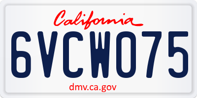 CA license plate 6VCW075