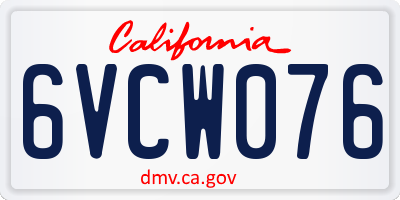 CA license plate 6VCW076