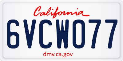 CA license plate 6VCW077