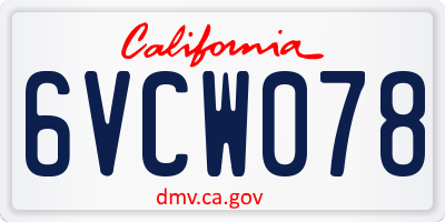 CA license plate 6VCW078