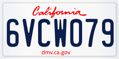 CA license plate 6VCW079