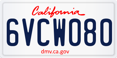 CA license plate 6VCW080