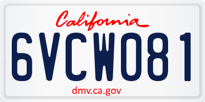 CA license plate 6VCW081