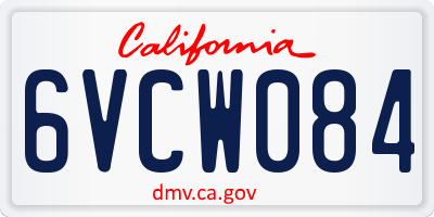 CA license plate 6VCW084