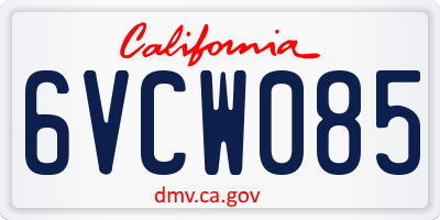 CA license plate 6VCW085
