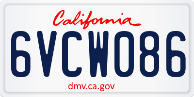 CA license plate 6VCW086