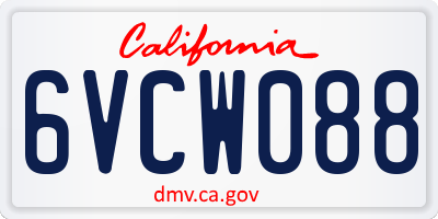 CA license plate 6VCW088