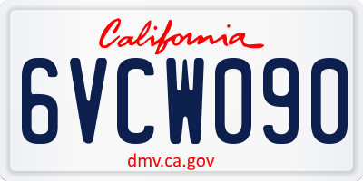 CA license plate 6VCW090