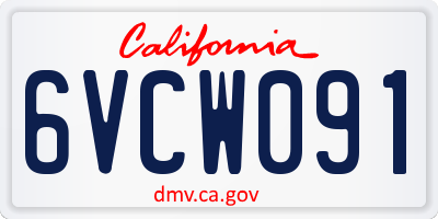 CA license plate 6VCW091
