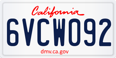 CA license plate 6VCW092