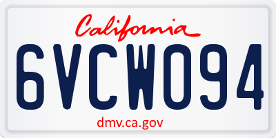 CA license plate 6VCW094