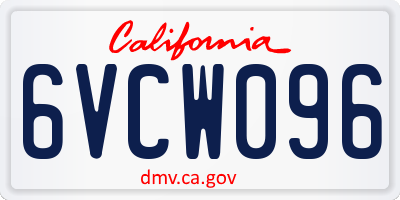 CA license plate 6VCW096