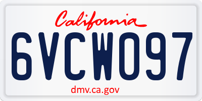 CA license plate 6VCW097