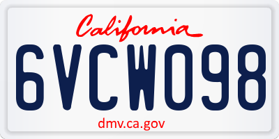 CA license plate 6VCW098