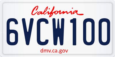CA license plate 6VCW100