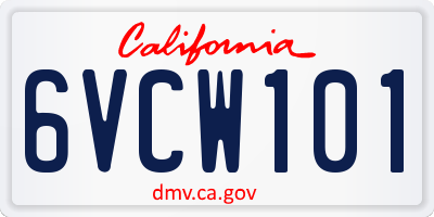 CA license plate 6VCW101