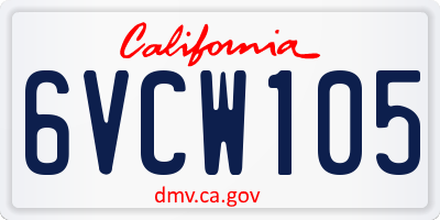 CA license plate 6VCW105