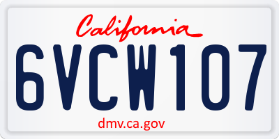 CA license plate 6VCW107