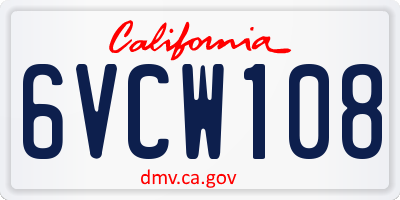 CA license plate 6VCW108