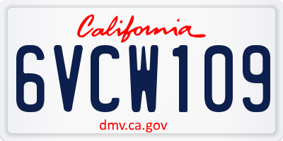 CA license plate 6VCW109