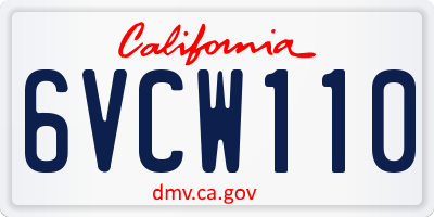 CA license plate 6VCW110