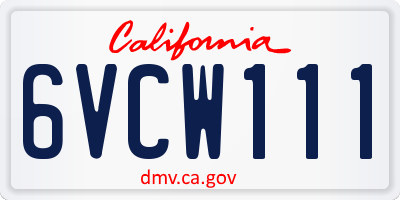 CA license plate 6VCW111