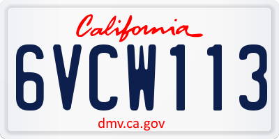 CA license plate 6VCW113