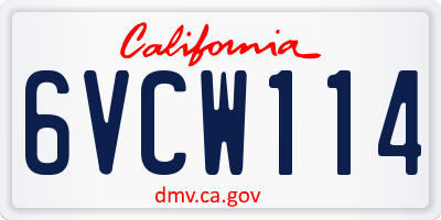 CA license plate 6VCW114
