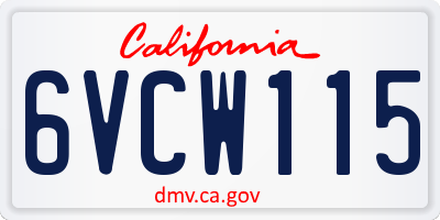 CA license plate 6VCW115