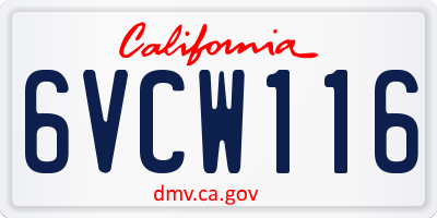 CA license plate 6VCW116