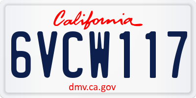 CA license plate 6VCW117