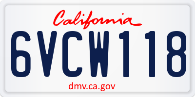CA license plate 6VCW118