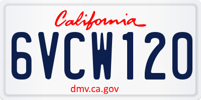 CA license plate 6VCW120