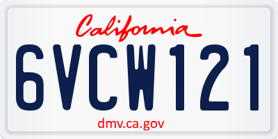 CA license plate 6VCW121