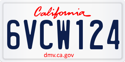 CA license plate 6VCW124