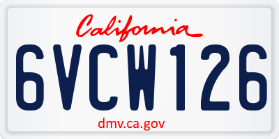 CA license plate 6VCW126