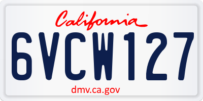 CA license plate 6VCW127
