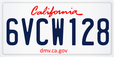 CA license plate 6VCW128