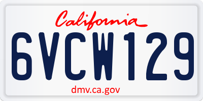 CA license plate 6VCW129