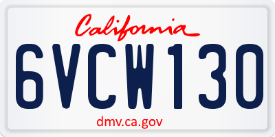 CA license plate 6VCW130