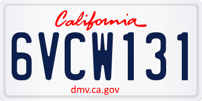 CA license plate 6VCW131
