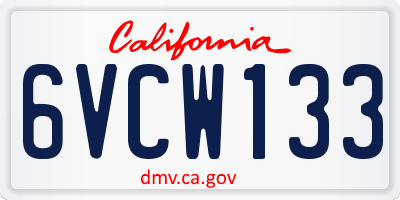 CA license plate 6VCW133