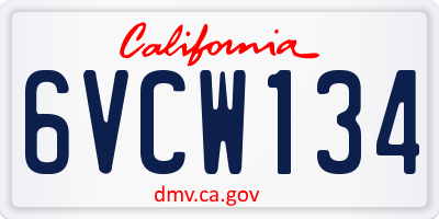 CA license plate 6VCW134