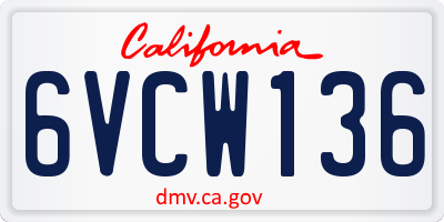 CA license plate 6VCW136