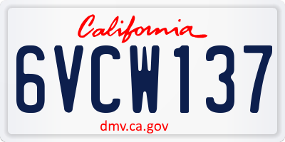 CA license plate 6VCW137
