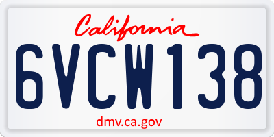 CA license plate 6VCW138
