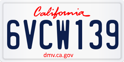 CA license plate 6VCW139