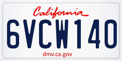 CA license plate 6VCW140
